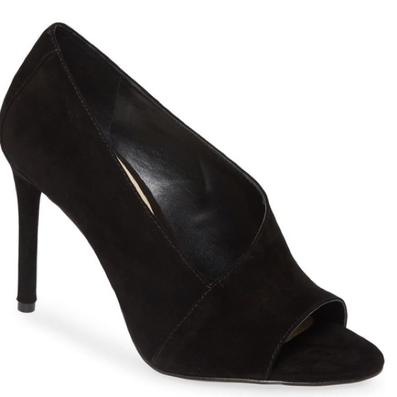 Vince Camuto Black Suede Peep Toe Heel - Picture 1 of 6